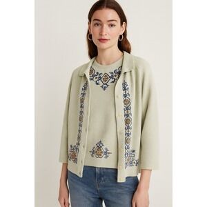 Women's Top blouse Set Novelty Scandinavian Floral Costal Grandma Preppy Vtg 50s